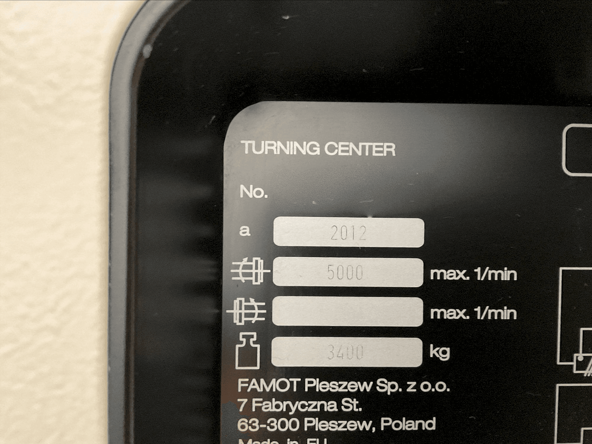 A DMG MORI CTX 310 ecoline gép adattáblája