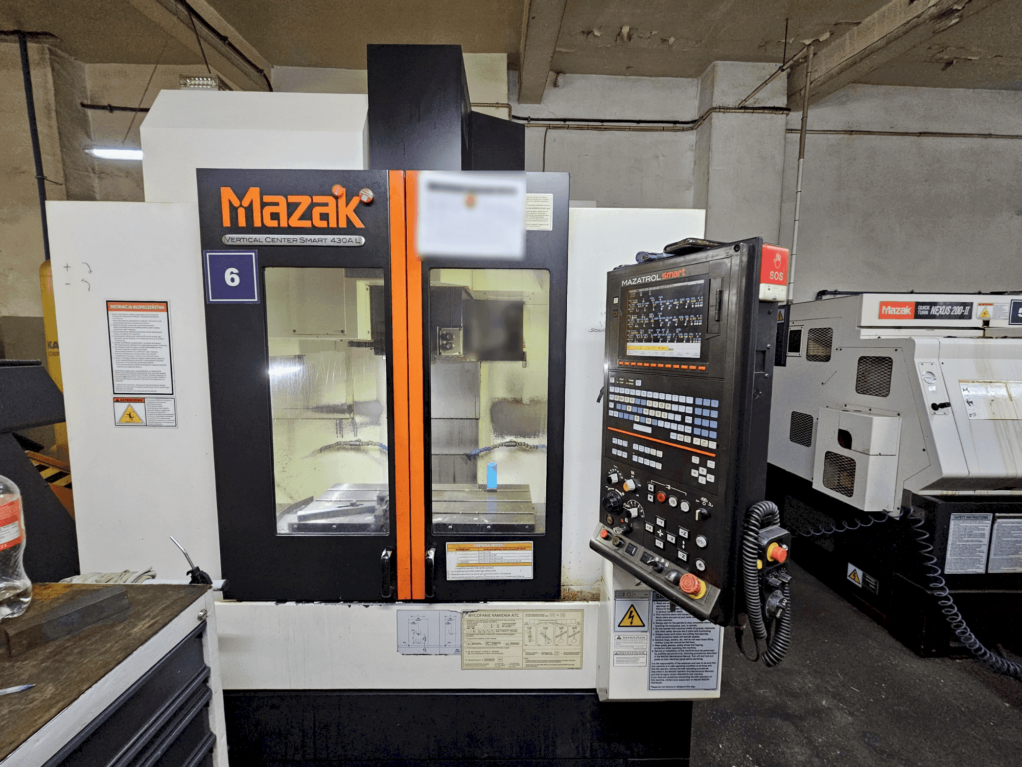 A Mazak VCS 430A L gép elölnézete