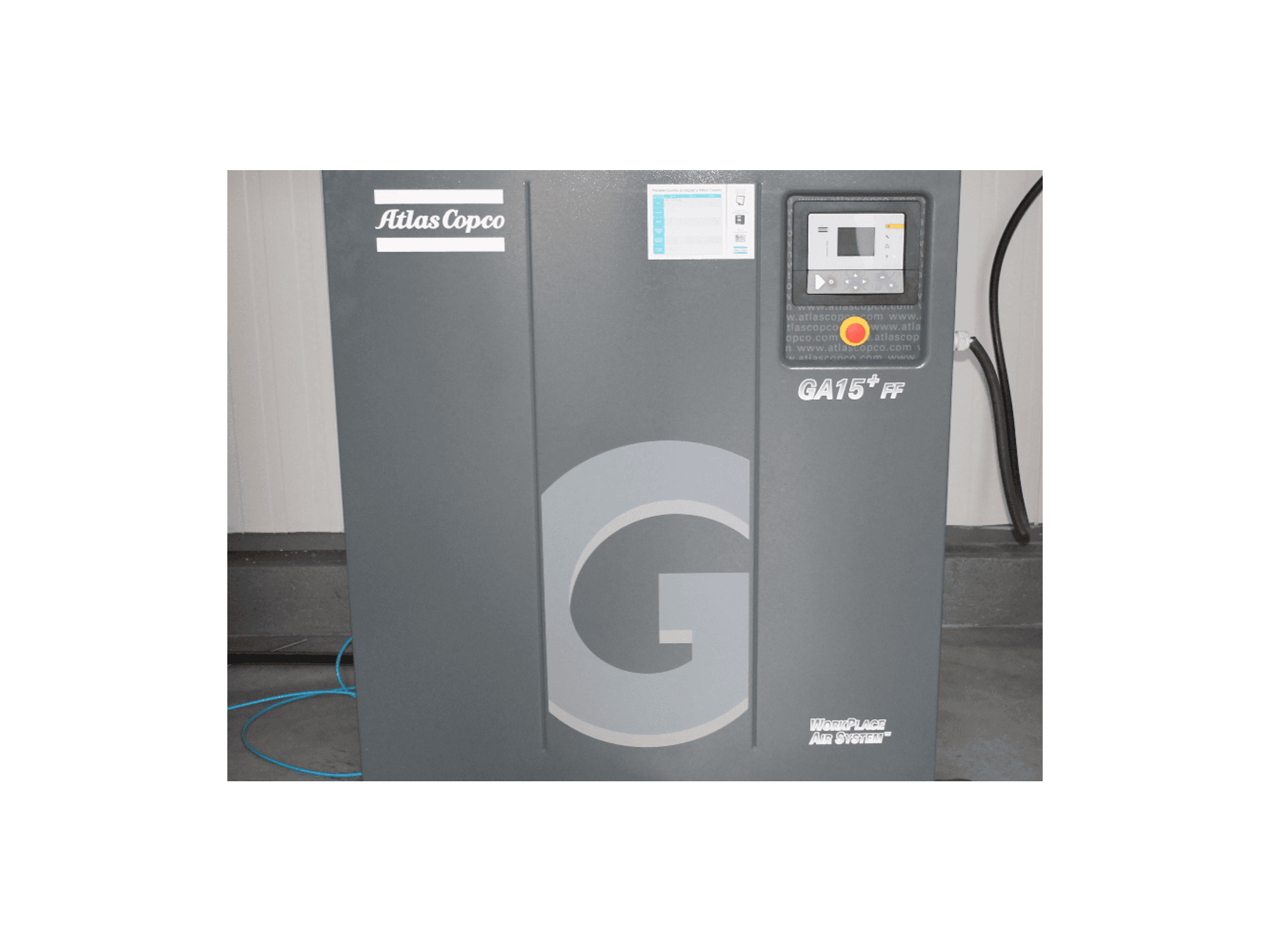 A Atlas Copco Ga15 + FF gép elölnézete