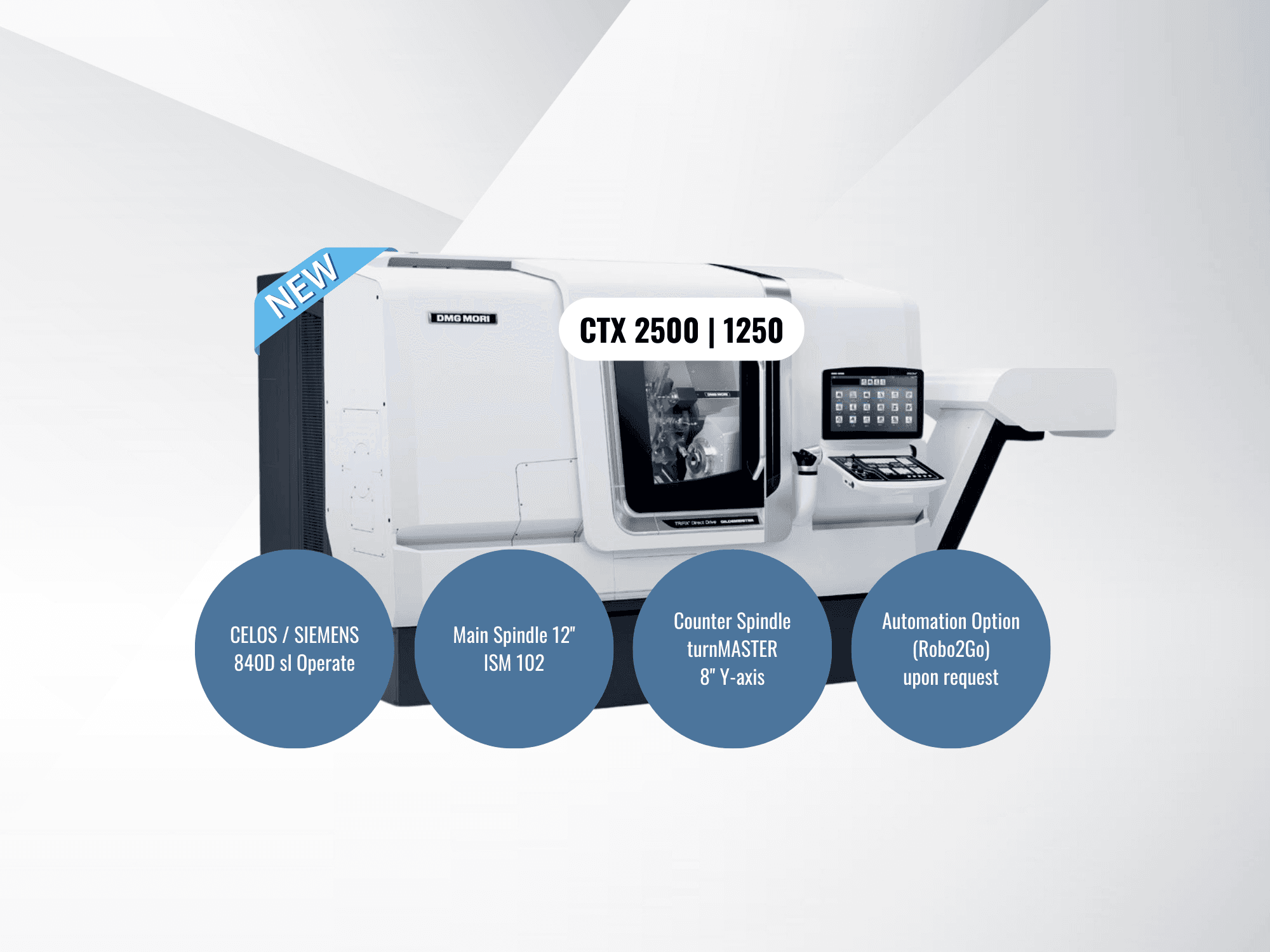 A DMG MORI CTX 2500/1250 gép elölnézete