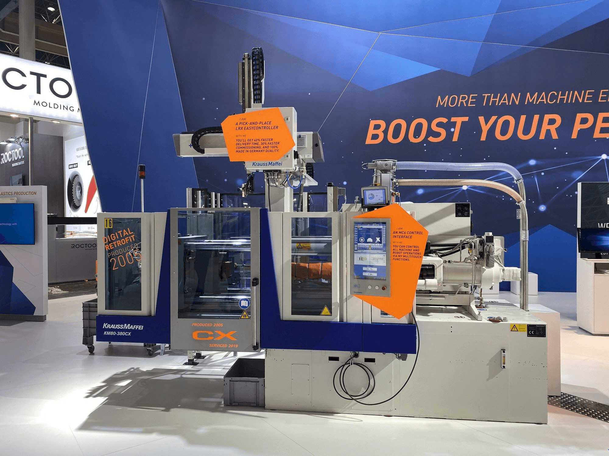 A Krauss Maffei 80-380 CX + LRX easyControl 100 gép elölnézete